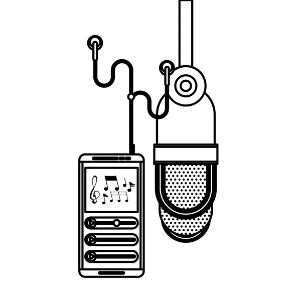 Microphone radio rétro avec lecteur mp3 — Image vectorielle