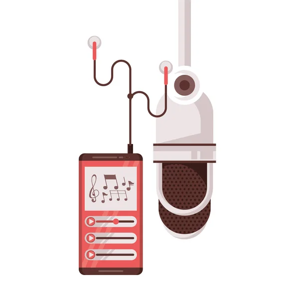 Radio microphone retro with mp3 player — Stock Vector