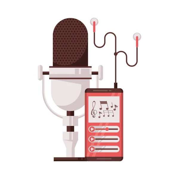 Radio microphone retro with mp3 player — Stock Vector