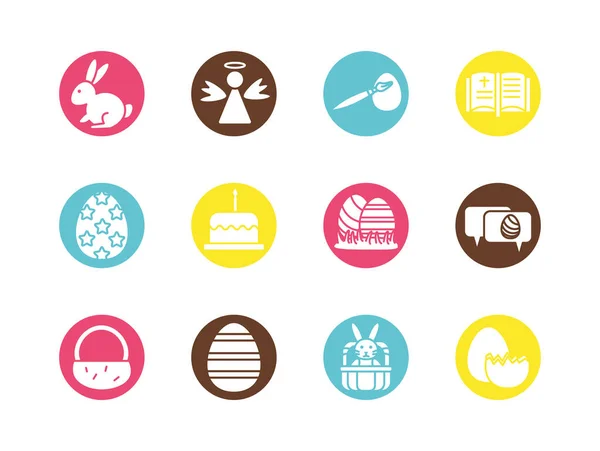 Paquet de Pâques ensemble bloc icônes — Image vectorielle