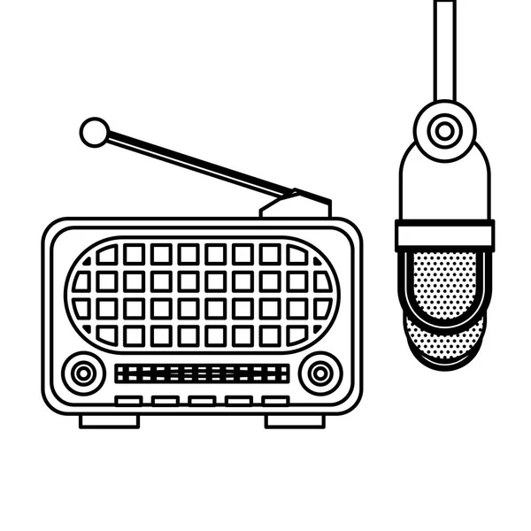 Radio und Mikrofon alte Geräte — Stockvektor