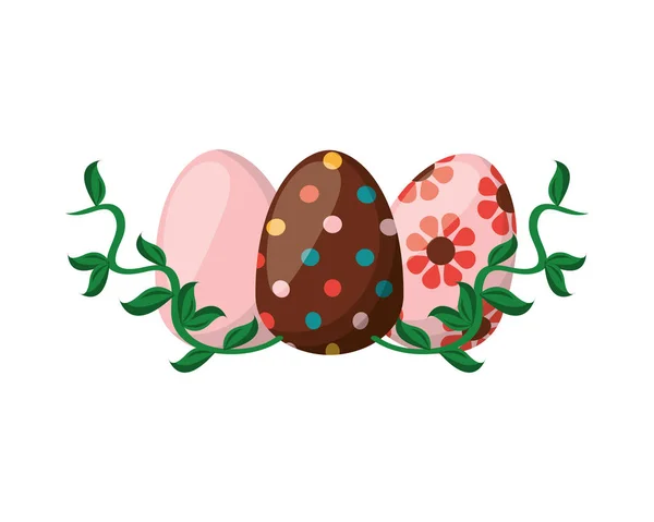 Trois oeufs de Pâques icône peinte — Image vectorielle