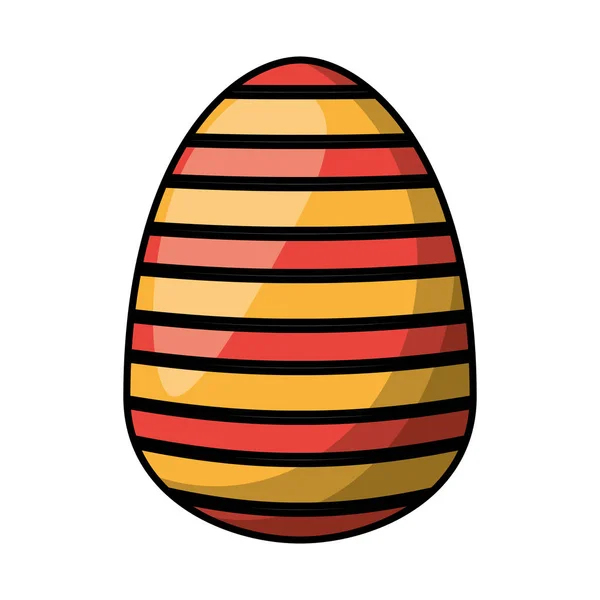 Easter egg painted with stripes flat style — Stock Vector
