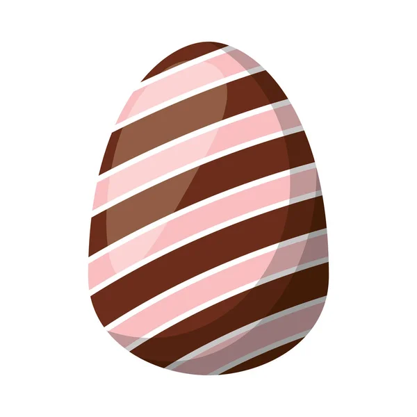 Easter egg painted with stripes flat style — Stock Vector