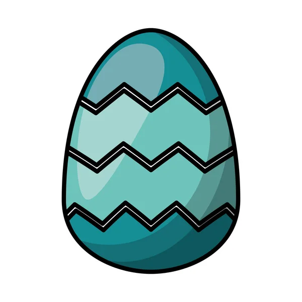 Easter egg painted with geometric lines flat style — Stock Vector