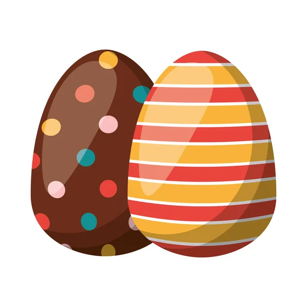 Paire oeufs de Pâques icône peinte — Image vectorielle