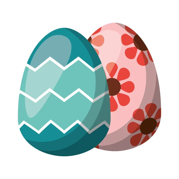 Pair easter eggs painted icon — Stock Vector