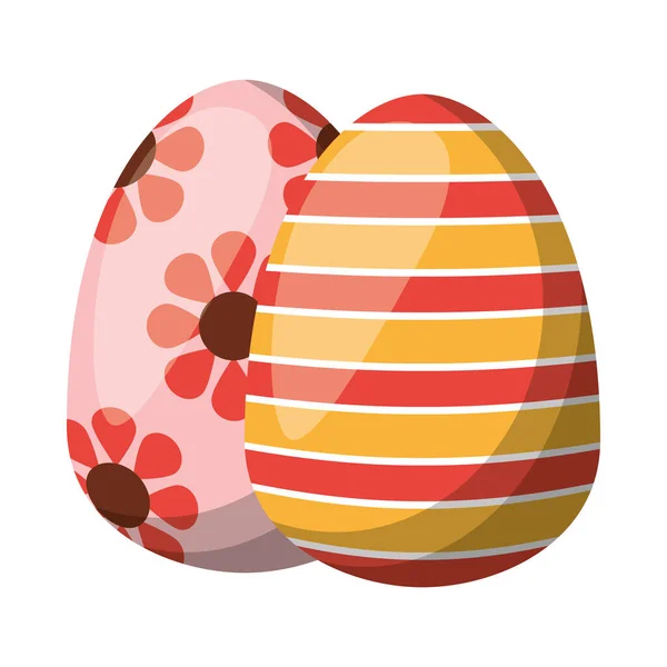 Pair easter eggs painted icon — Stock Vector