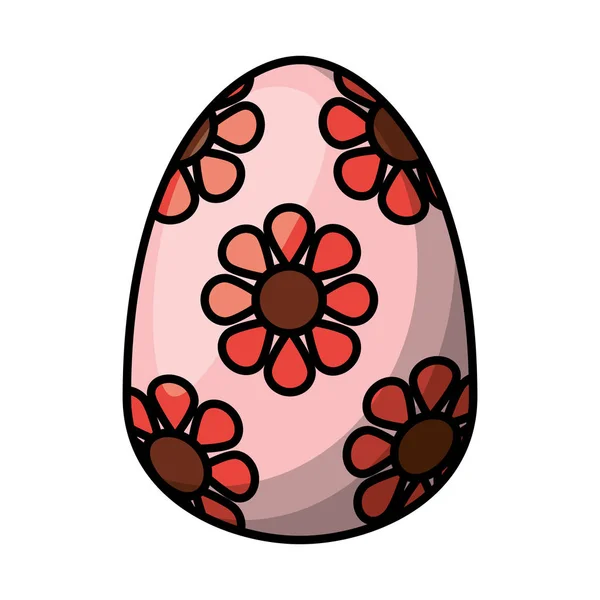 Easter egg painted with flowers flat style — Stock Vector