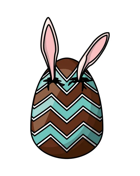 Oeuf peint avec oreilles lapin Pâques — Image vectorielle