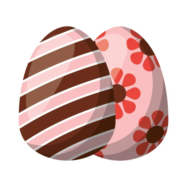 Pair easter eggs painted icon — Stock Vector