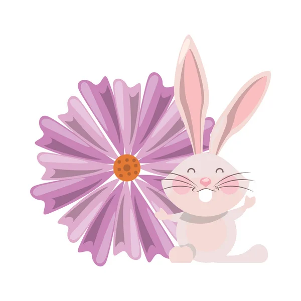 Cute rabbit easter with flower petals — Stock Vector