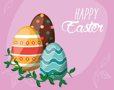 Yazılı ve yumurtalı mutlu paskalya kartları