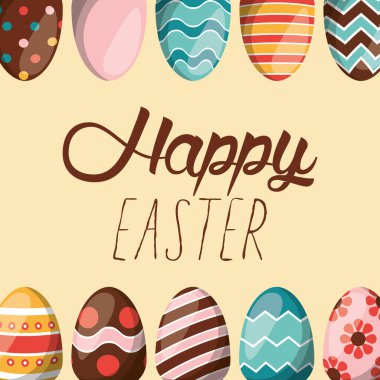 Yazılı ve yumurtalı mutlu paskalya kartları