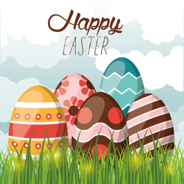 Yazılı ve yumurtalı mutlu paskalya kartları