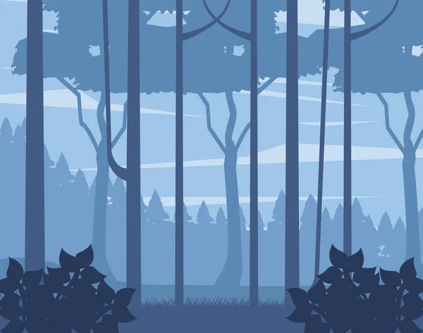 Jour forêt paysage scène icône — Image vectorielle