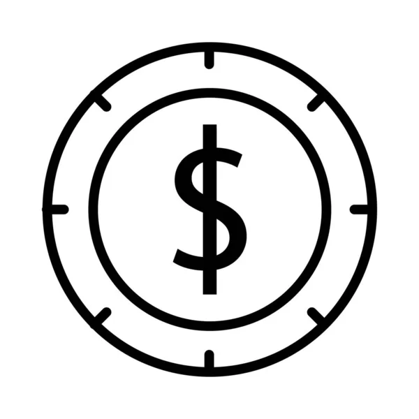 Pièce argent dollar isolé icône — Image vectorielle
