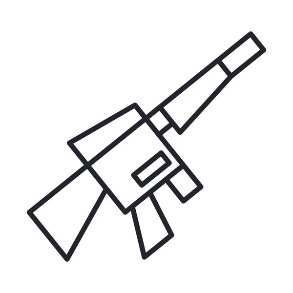 Línea de fuerza militar arma de francotirador e icono de estilo de relleno — Vector de stock