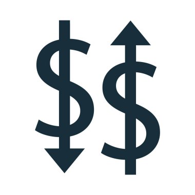 para dolar sembolleri yukarı ve aşağı oklar siluet tarzı