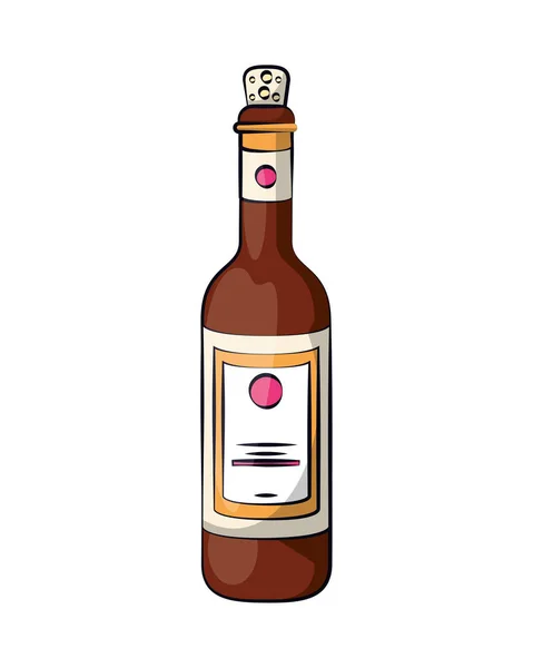 Вино бутылка напиток изолированный значок — стоковый вектор