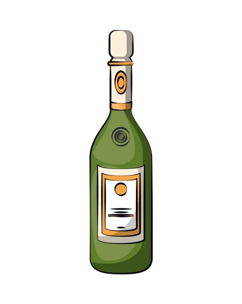 Champagne fles drinken geïsoleerde pictogram — Stockvector