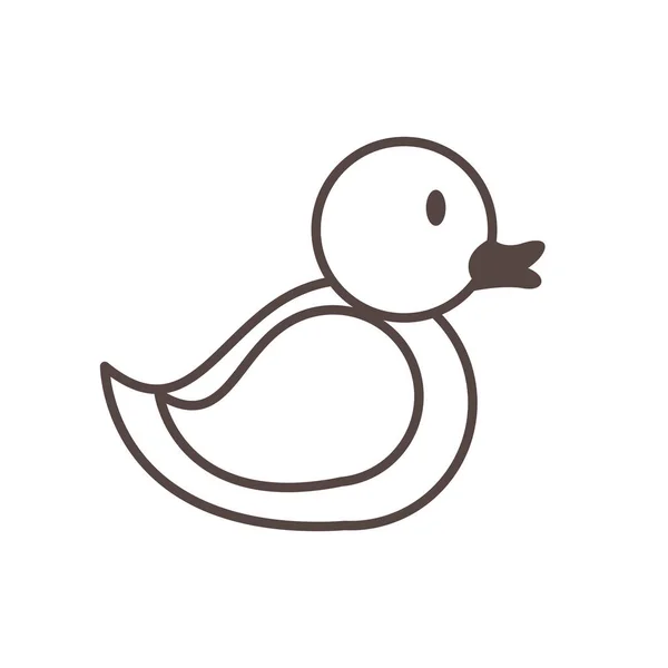 Canard enfant jouet ligne style icône — Image vectorielle
