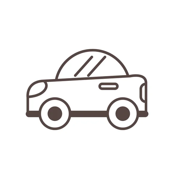 Coche niño juguete línea estilo icono — Vector de stock