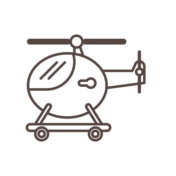 Hélicoptère volant enfant jouet ligne style icône — Image vectorielle