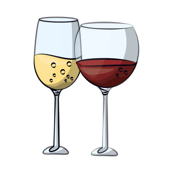 Verres à vin et champagne verres pain grillé — Image vectorielle
