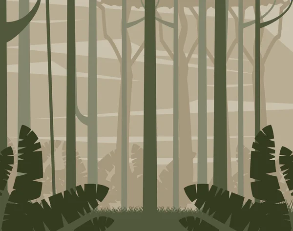숲 일 풍경의 아이콘 — 스톡 벡터