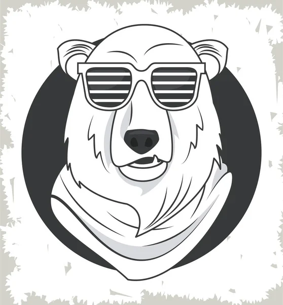 Lustiger Bär Grizzly mit Sonnenbrille cooler Stil — Stockvektor