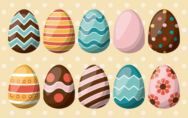Joyeuse carte de Pâques avec oeufs peints — Image vectorielle