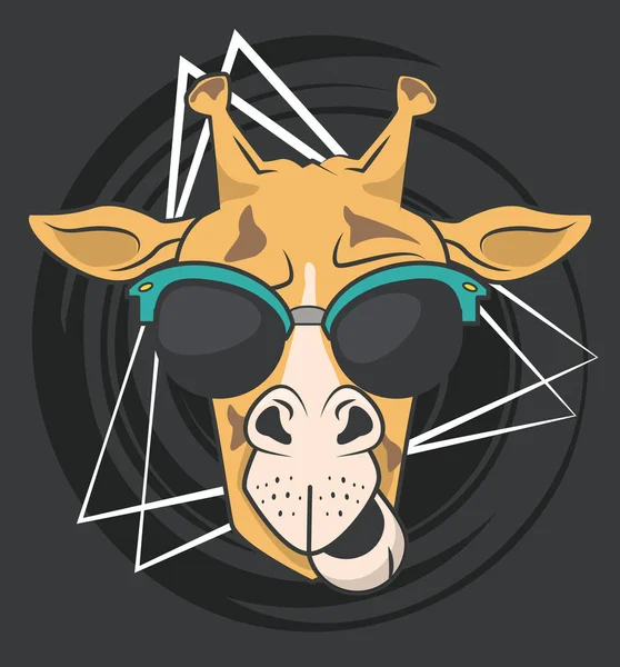 Lustige Giraffe mit Sonnenbrille coolen Stil — Stockvektor