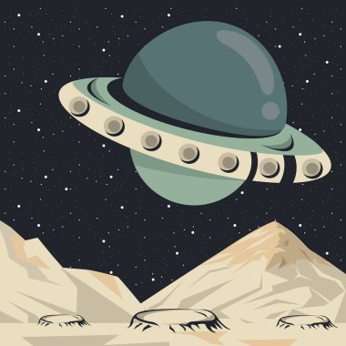 UFO uçuşu ile uzay sahnesi posteri