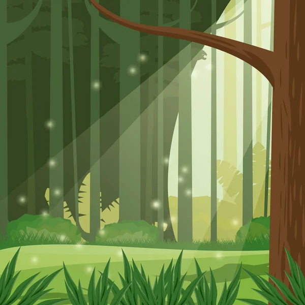 Τοπίο ημέρα δάσος εικονίδιο σκηνή — Διανυσματικό Αρχείο