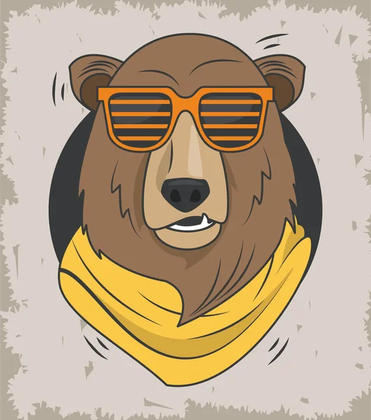 Lustiger Bär Grizzly mit Sonnenbrille cooler Stil — Stockvektor