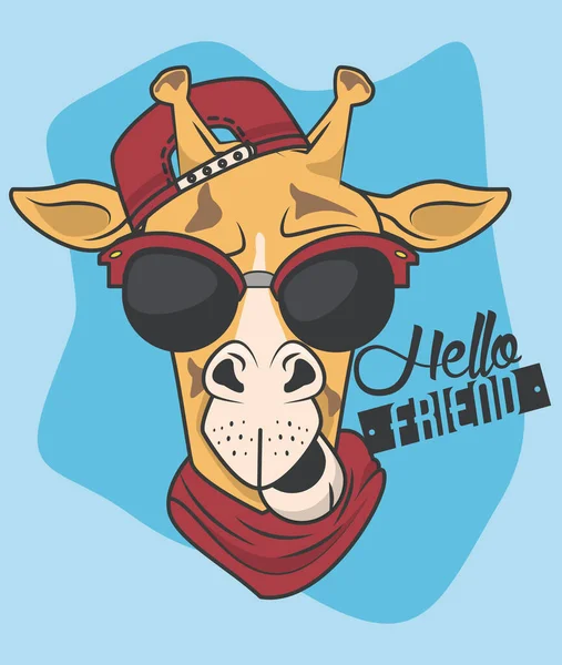 Смешной жираф в солнечных очках — стоковый вектор