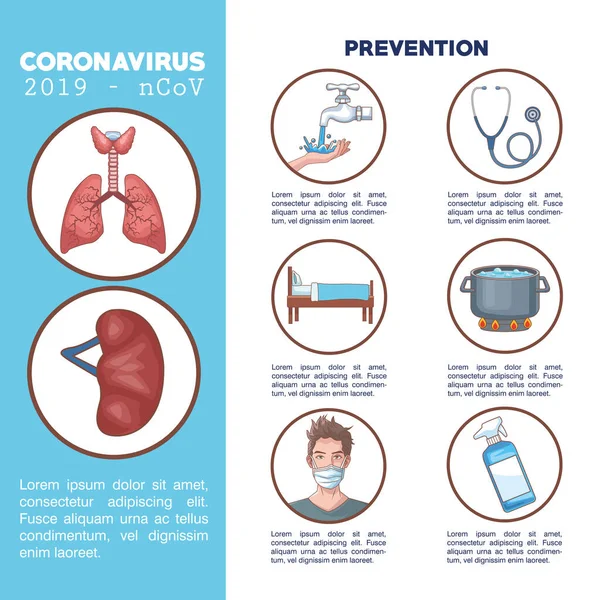 Infografika koronawirusa z plakatem profilaktycznym — Wektor stockowy