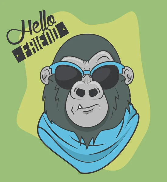 Divertido gorila con gafas de sol estilo fresco — Archivo Imágenes Vectoriales
