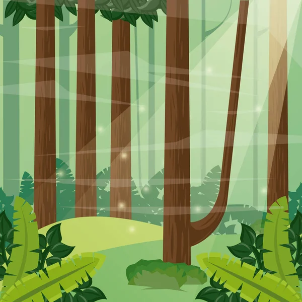 Bosque día paisaje escena icono — Vector de stock