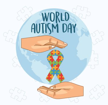 Dünya otizm günü, el kaldırma kurdele bulmacası