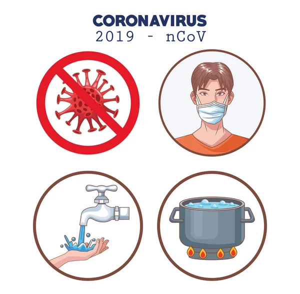 Coronavirus infographic με σετ πρόληψης — Διανυσματικό Αρχείο