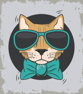 Güneş gözlüklü komik kedi.