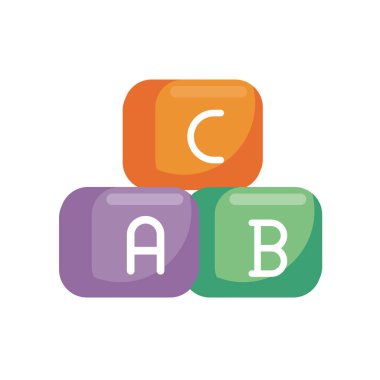 alphabet blocks child toy flat style icon