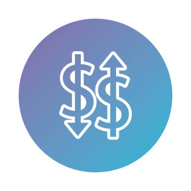 money dollar symbols with arrows up and down degraded style