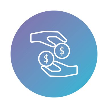 hands with coins dollars money degraded style