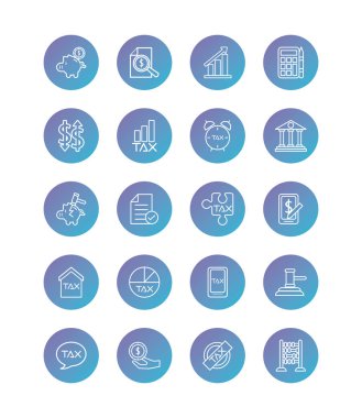 bundle of taxes set degraded style icons