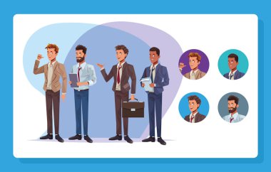 young business men workers characters