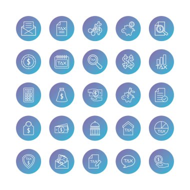 bundle of taxes set degraded style icons