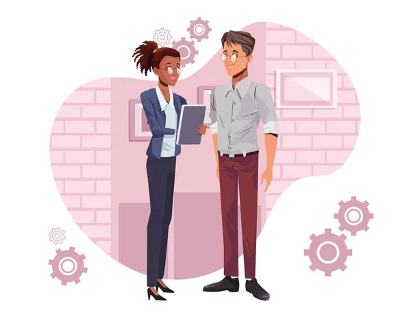 Young business couple workers characters — Stock vektor